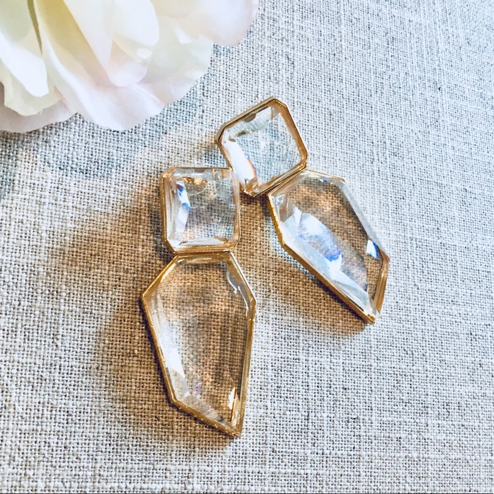 Transparent Geometric Crystal Statement earrings